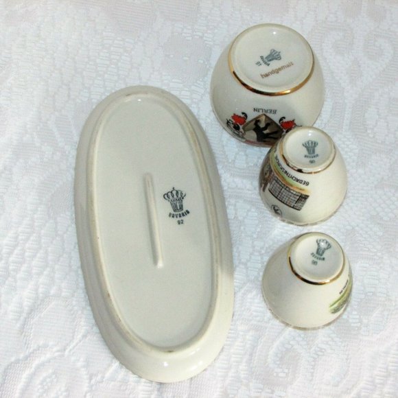 BERLIN Souvenir Condiment Set KRONACH Bavaria Porcelain Salt & Pepper Vintage - Picture 8 of 10